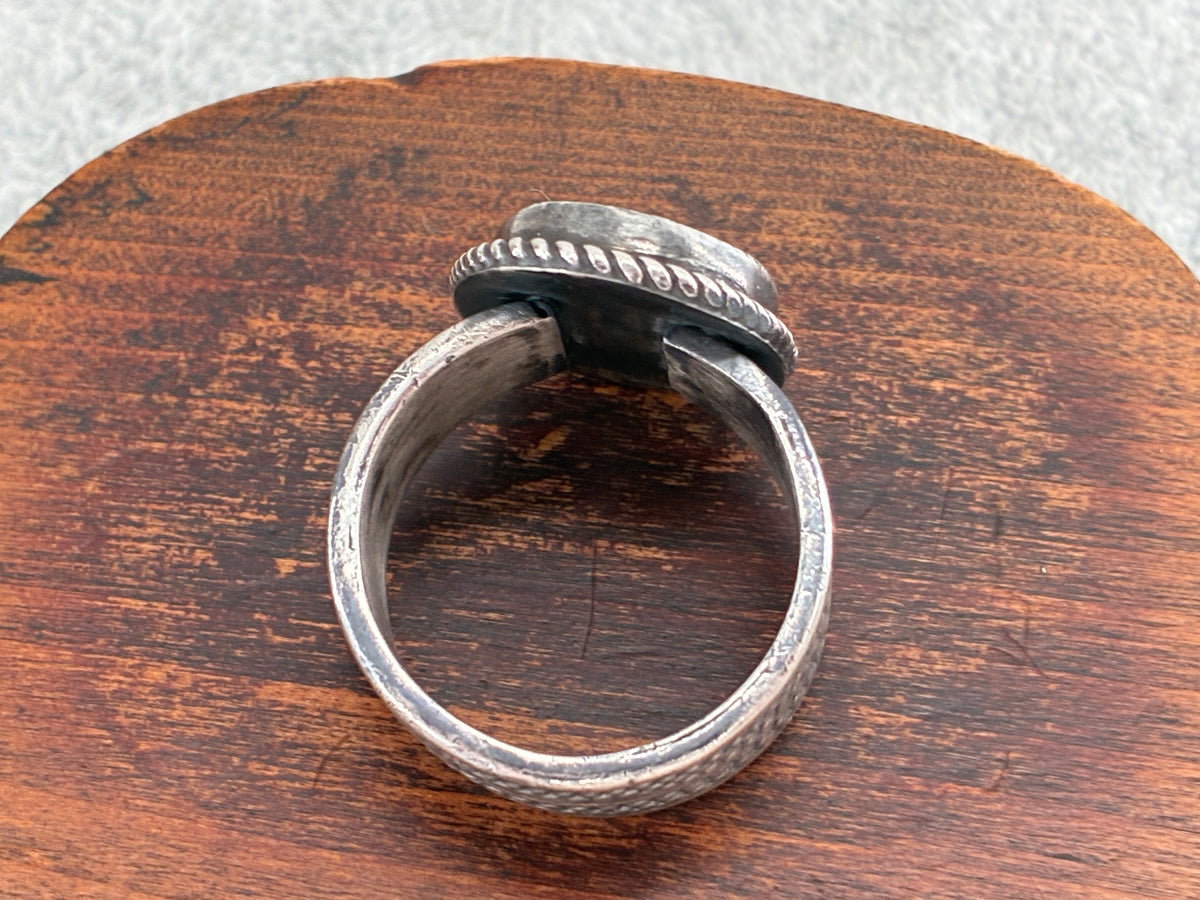Artisan Cable Banded Turquoise Ring - Size 10.5