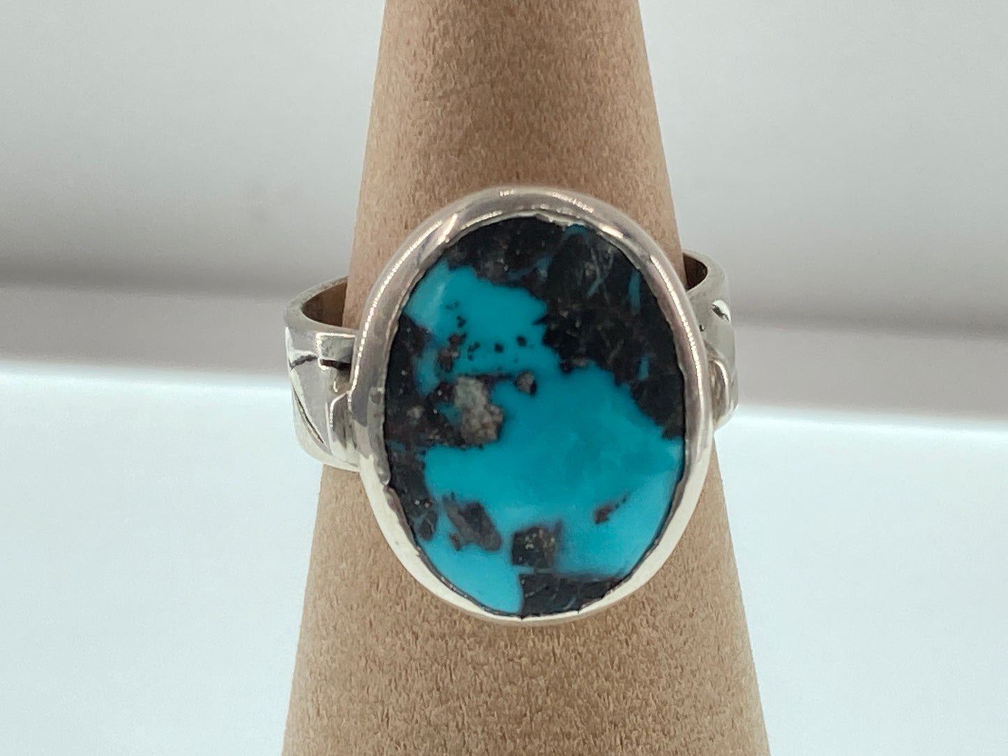 Persian Turquoise in European Silver Ring