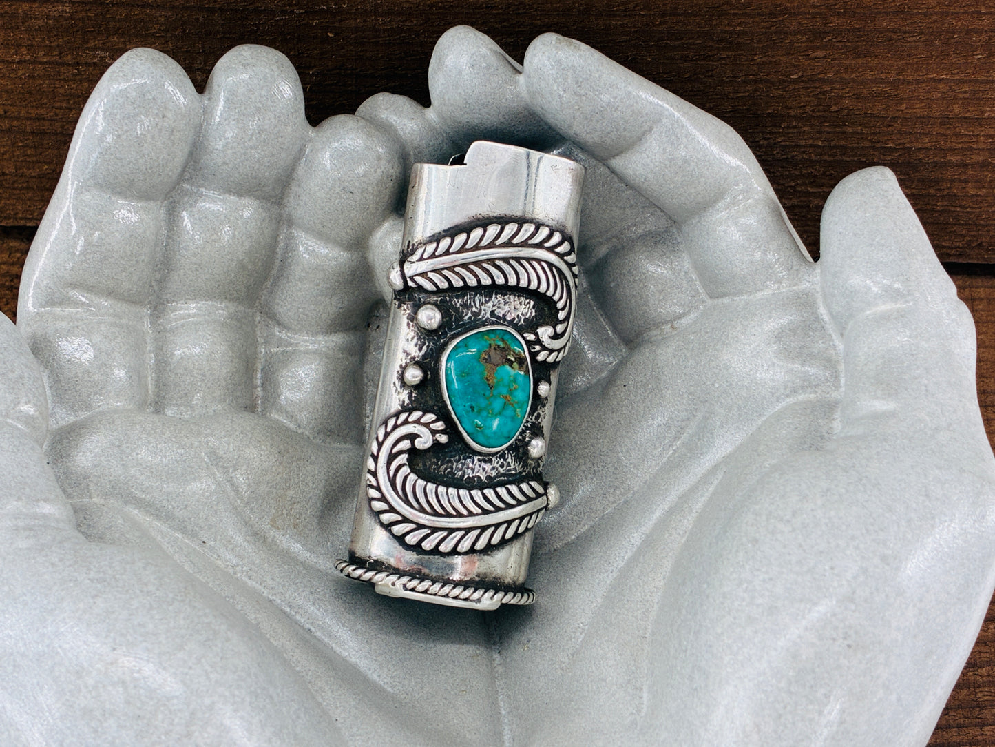 Tippy the Sterling Silver Turquoise Lighter Case Jacket