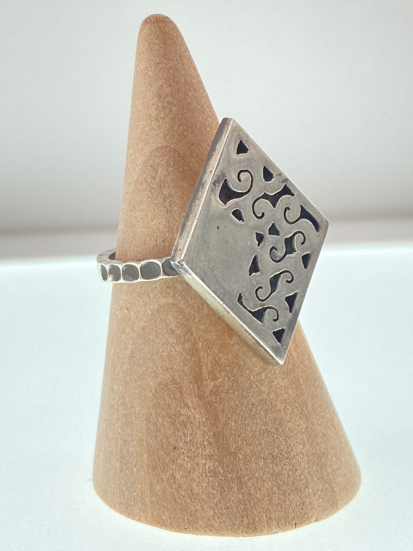 Sterling Diamond Textured Ring