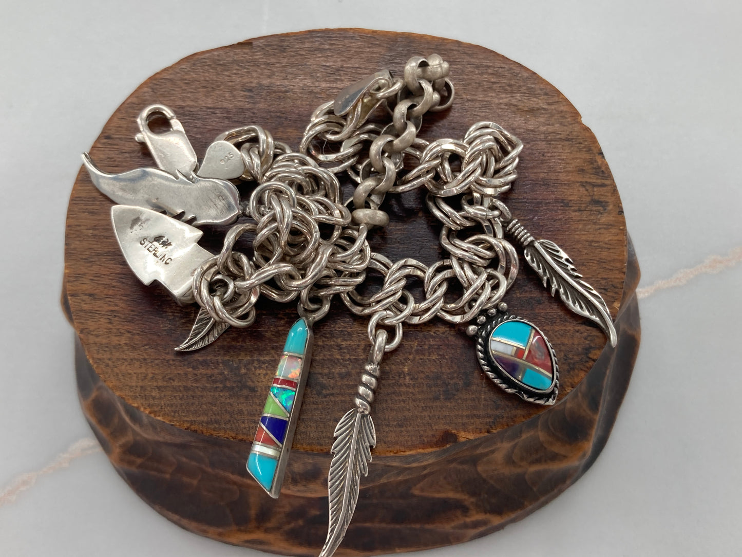 Feathers and Gems Charm Bracelet