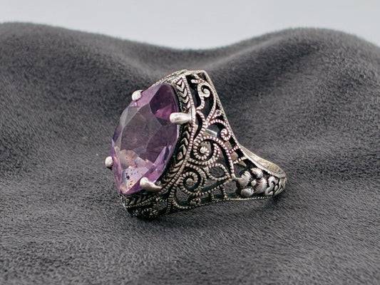 Rescued Amethyst in Sterling Silver Ring -Size 4.5