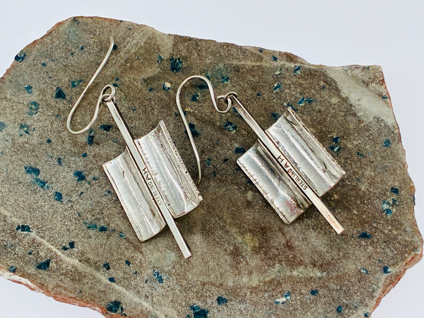 Pearl and Mixed Metal Damascus on Sterling Silver Earrings