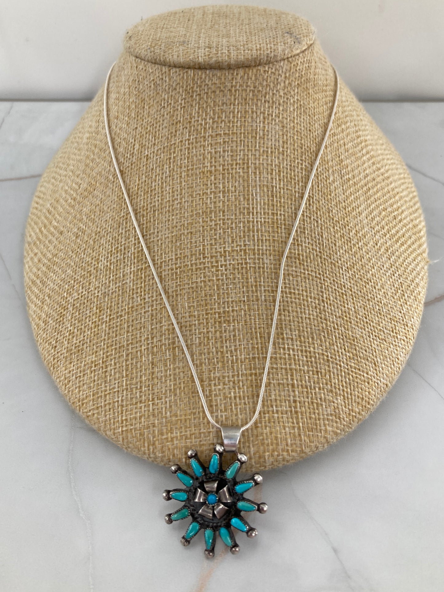 Needlepoint Turquoise Necklace