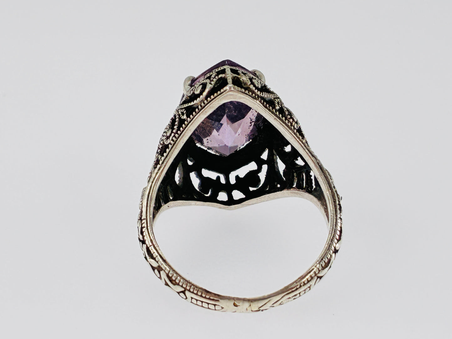 Rescued Amethyst in Sterling Silver Ring -Size 4.5