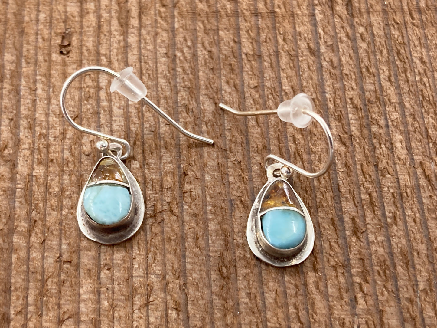 Amber Larimar Earrings #2
