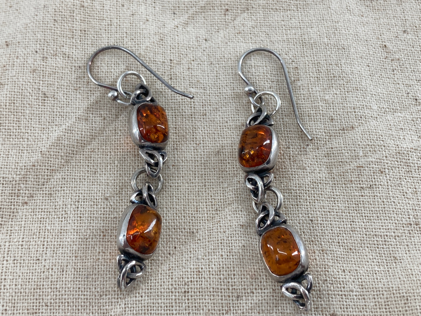 Baltic Amber Trinity Knot Double Earrings