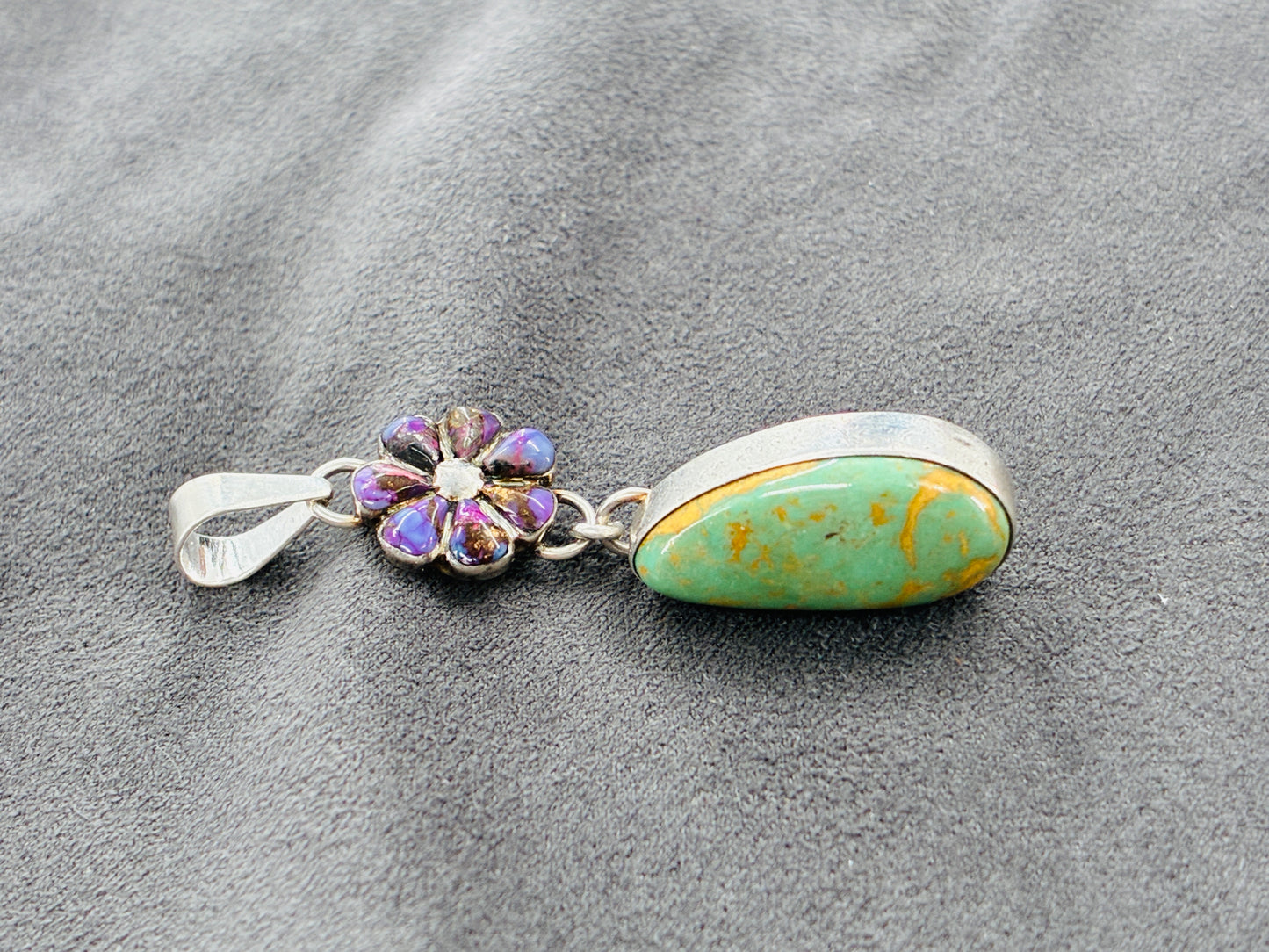 Mojave and Green Turquoise Sterling Silver Pendant