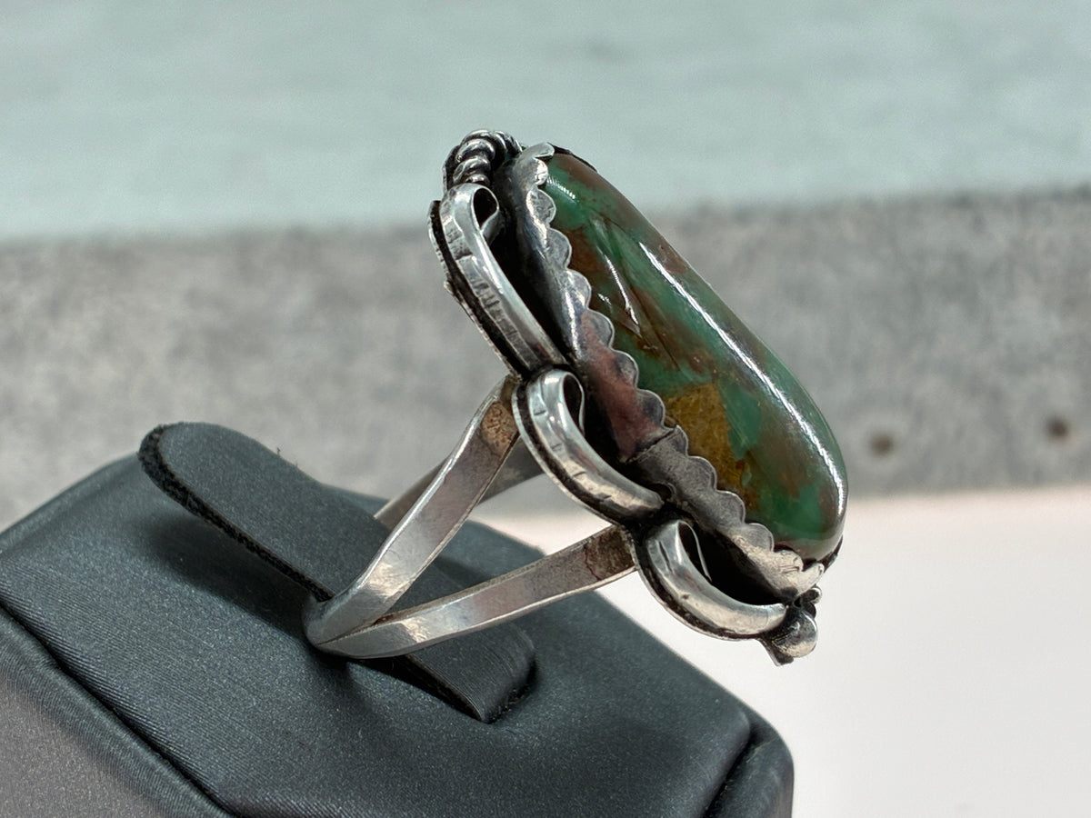 Rescued Variscite and Sterling Silver Ring - Size 10.5