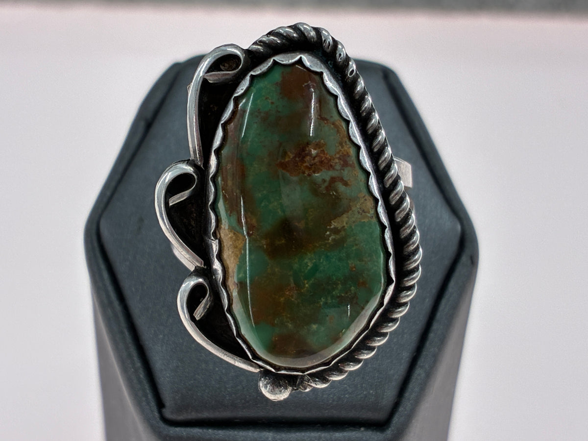 Rescued Variscite and Sterling Silver Ring - Size 10.5