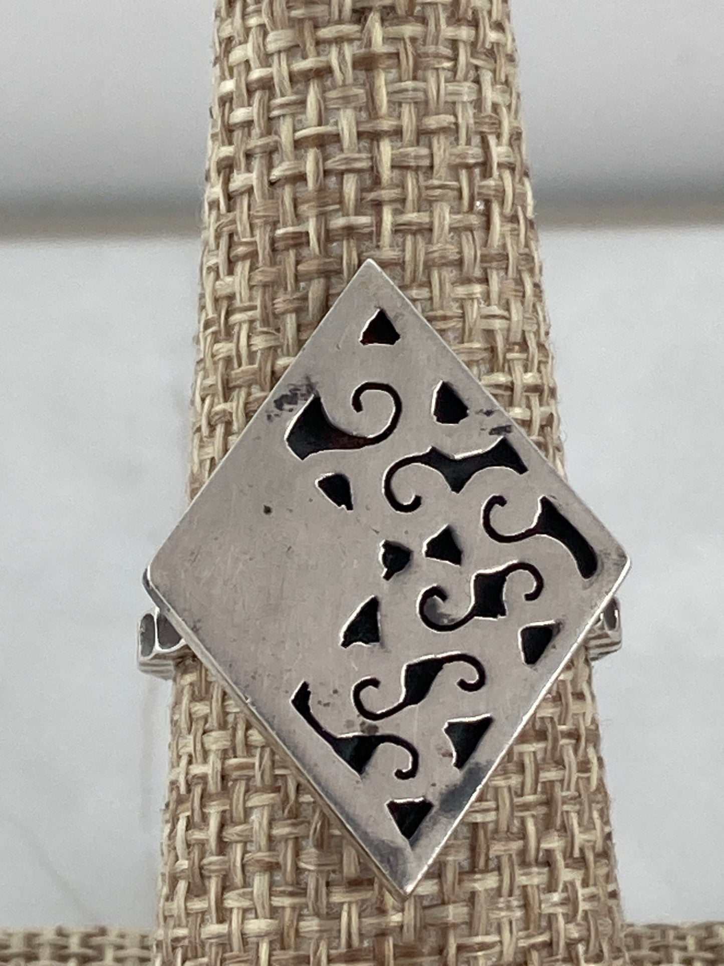 Sterling Diamond Textured Ring