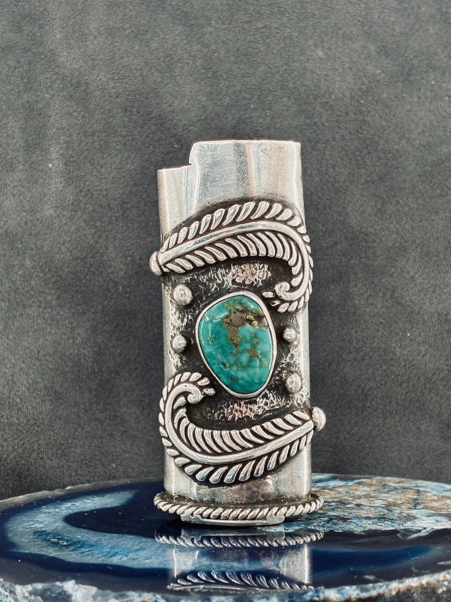 Tippy the Sterling Silver Turquoise Lighter Case Jacket