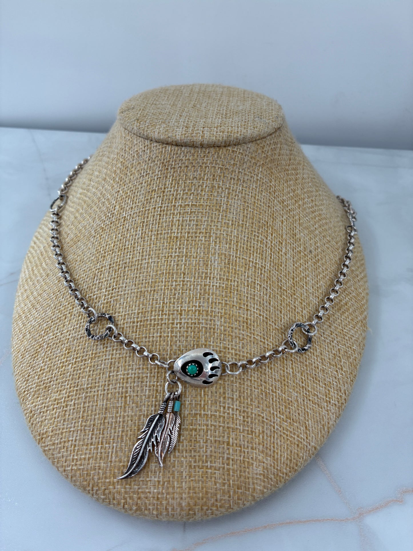 Bear Claw and Feathers Necklace