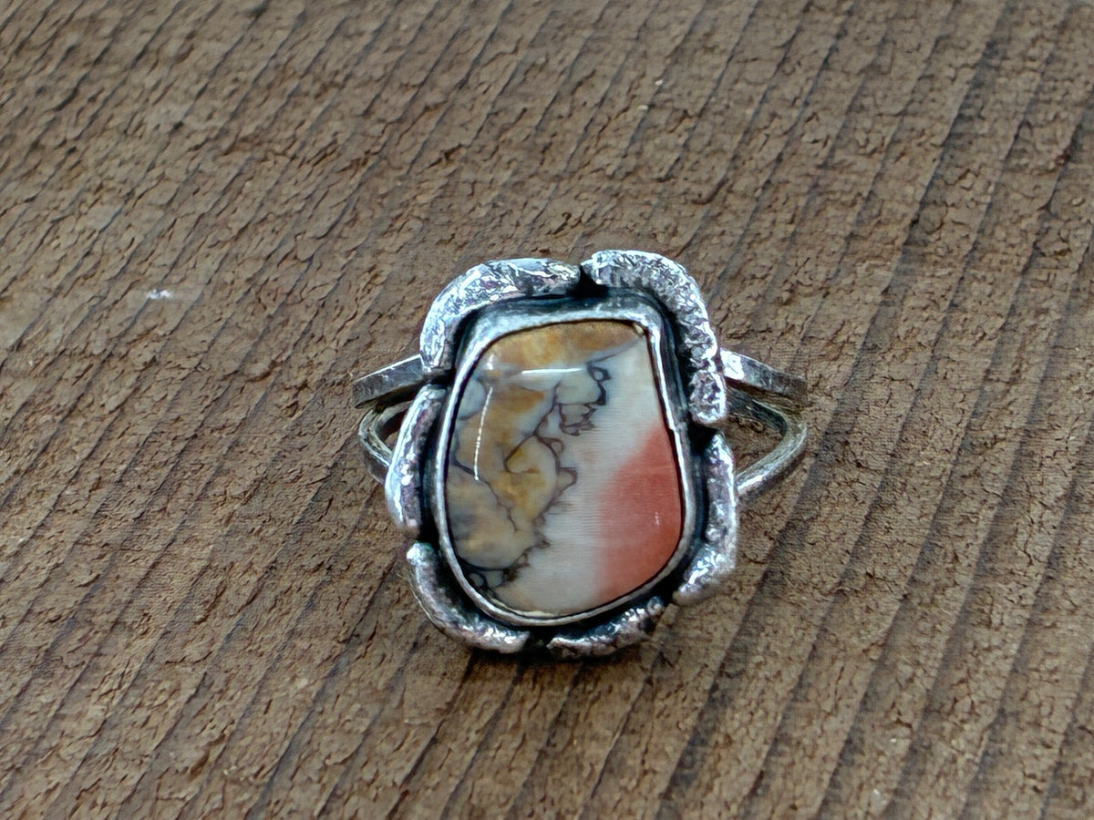 Rescued Agate and Sterling Silver Ring - Size 7.75