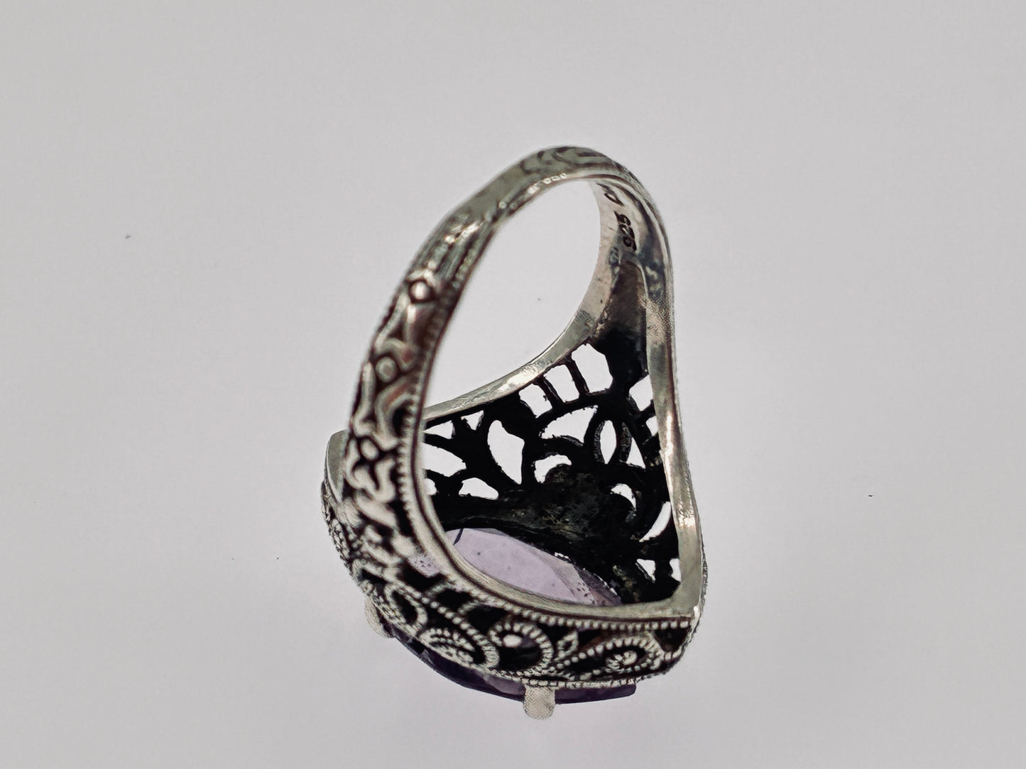 Rescued Amethyst in Sterling Silver Ring -Size 4.5