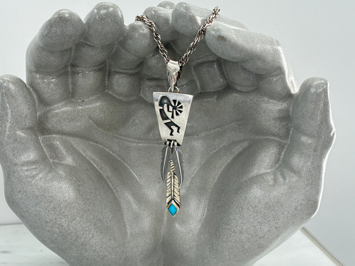 Turquoise Kokopelli Tab-to-Fab Sterling Silver Necklace