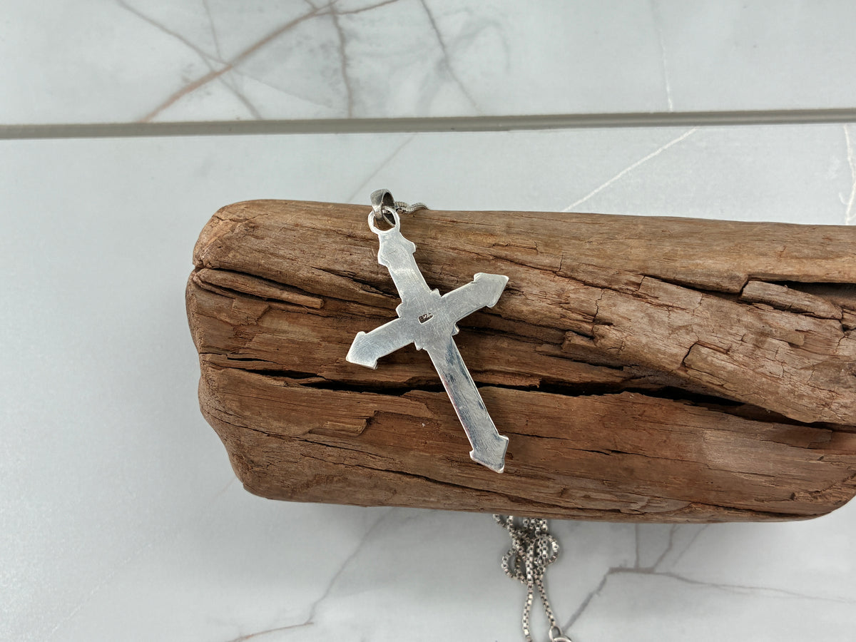 Turquoise in Sterling Silver Cross Necklace
