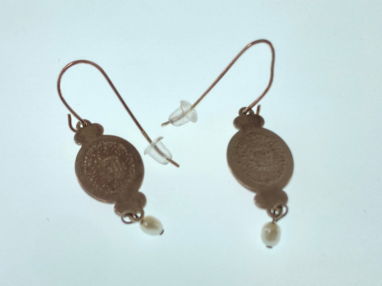 Red Coral and White Pearl Earrings
