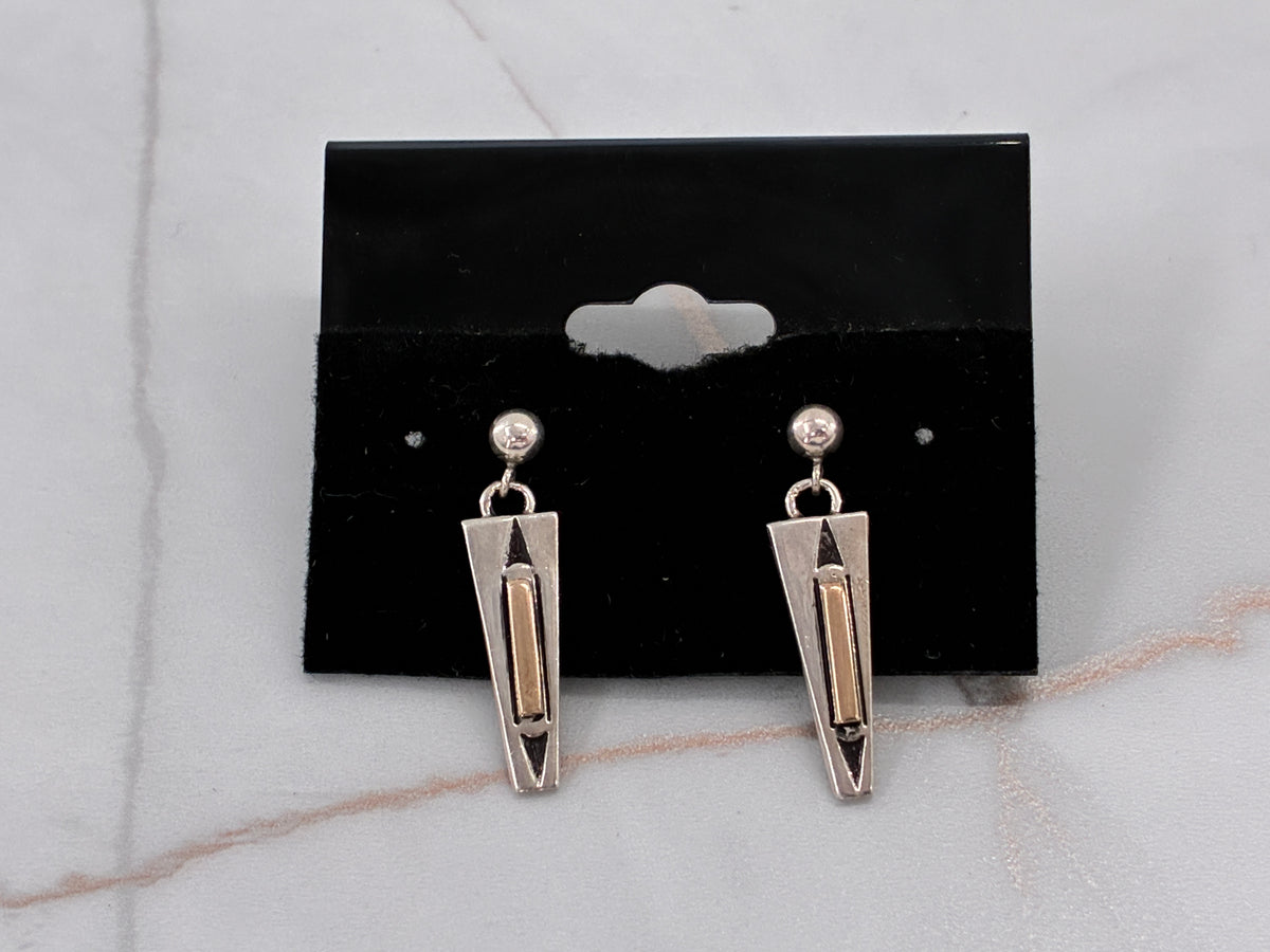 Rescued "M.M. Rogers" 14K Gold and Sterling Silver Post Earrings