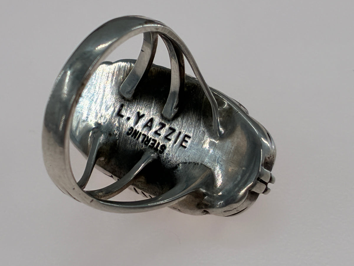 Rescued "L. Yazzie" Amber in Sterling Silver Ring - Size 7