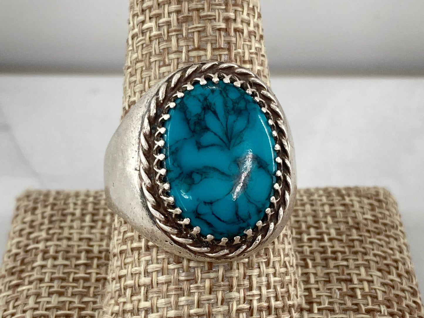 Vintage Taxco Simulated Turquoise Ring