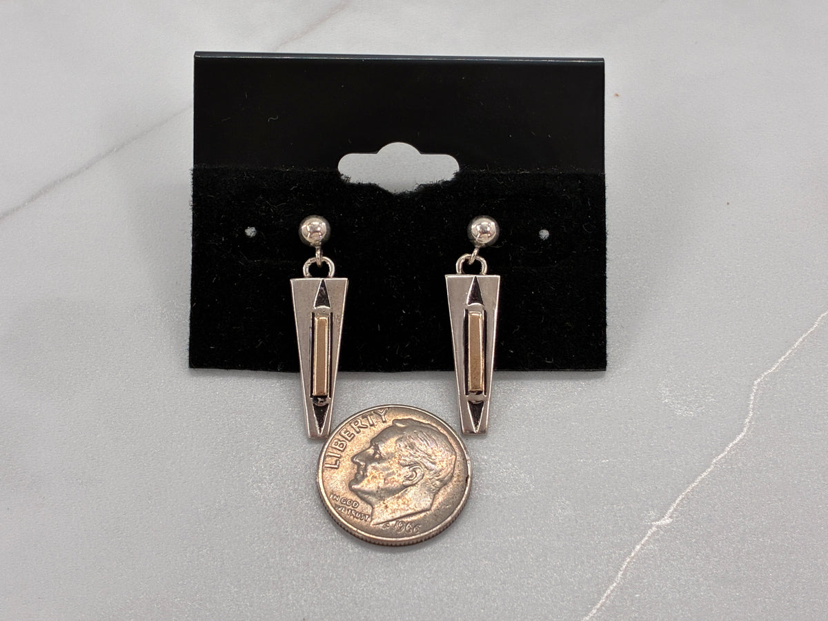 Rescued "M.M. Rogers" 14K Gold and Sterling Silver Post Earrings