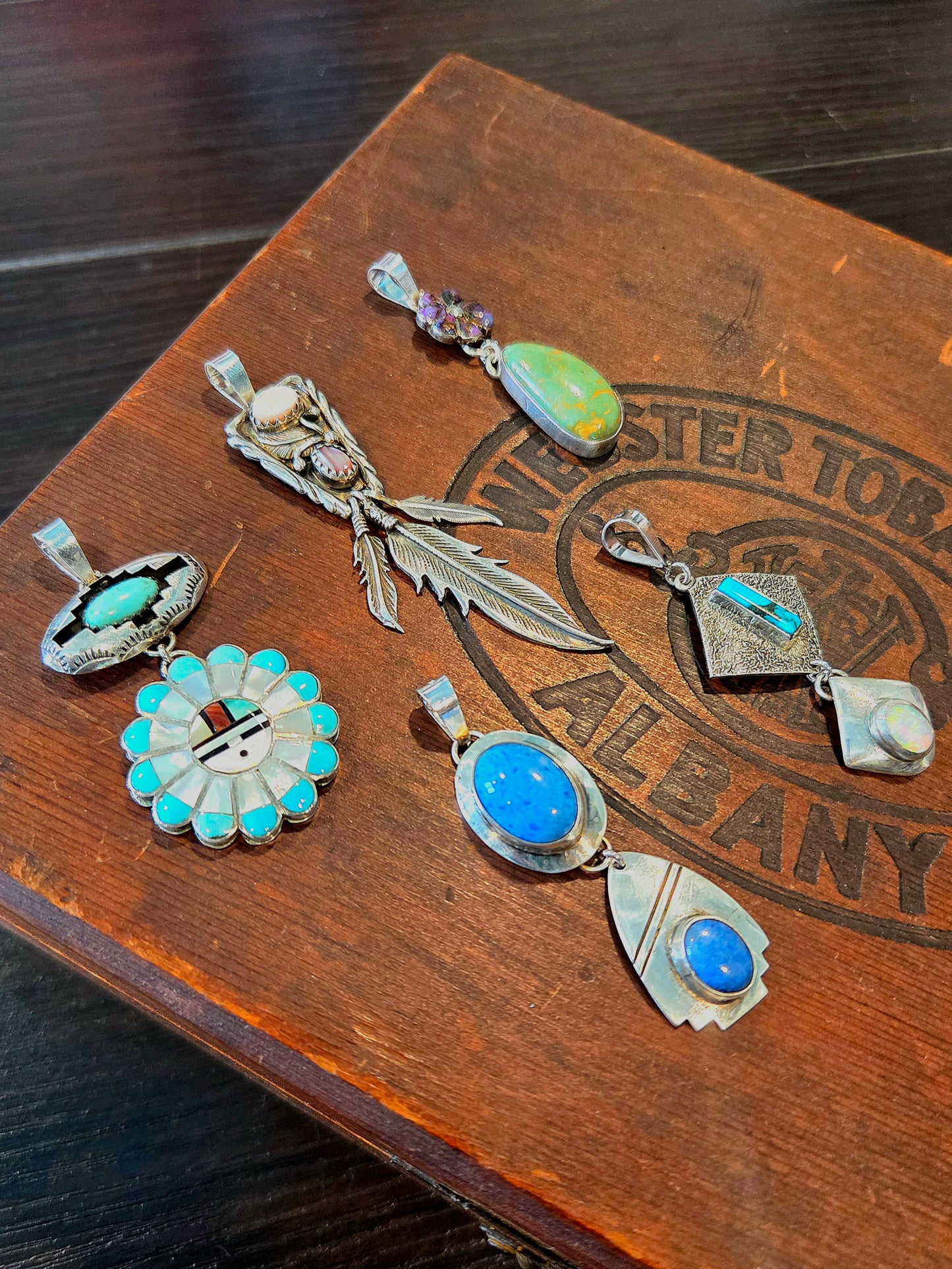 Turquoise & Opal in Sterling Silver "Reborn Tufa Cast" Pendant