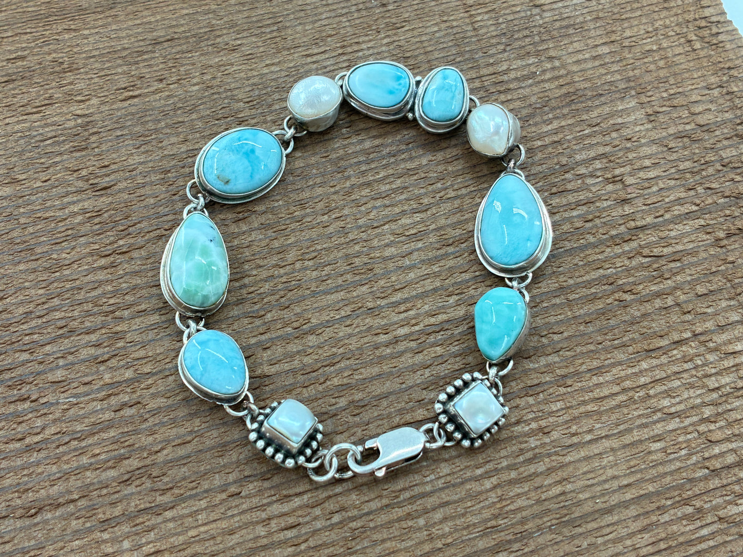 Larimar and Pearl Impossible Bracelet
