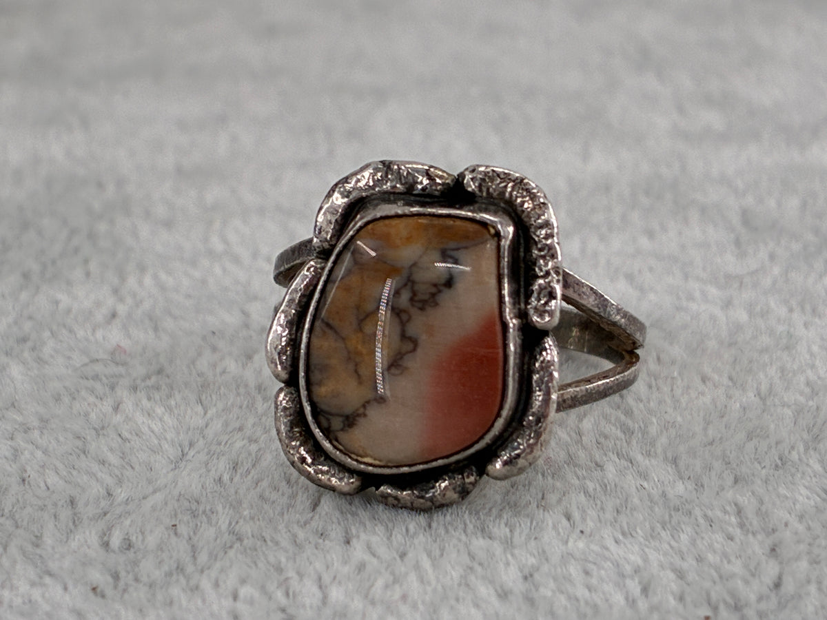 Rescued Agate and Sterling Silver Ring - Size 7.75
