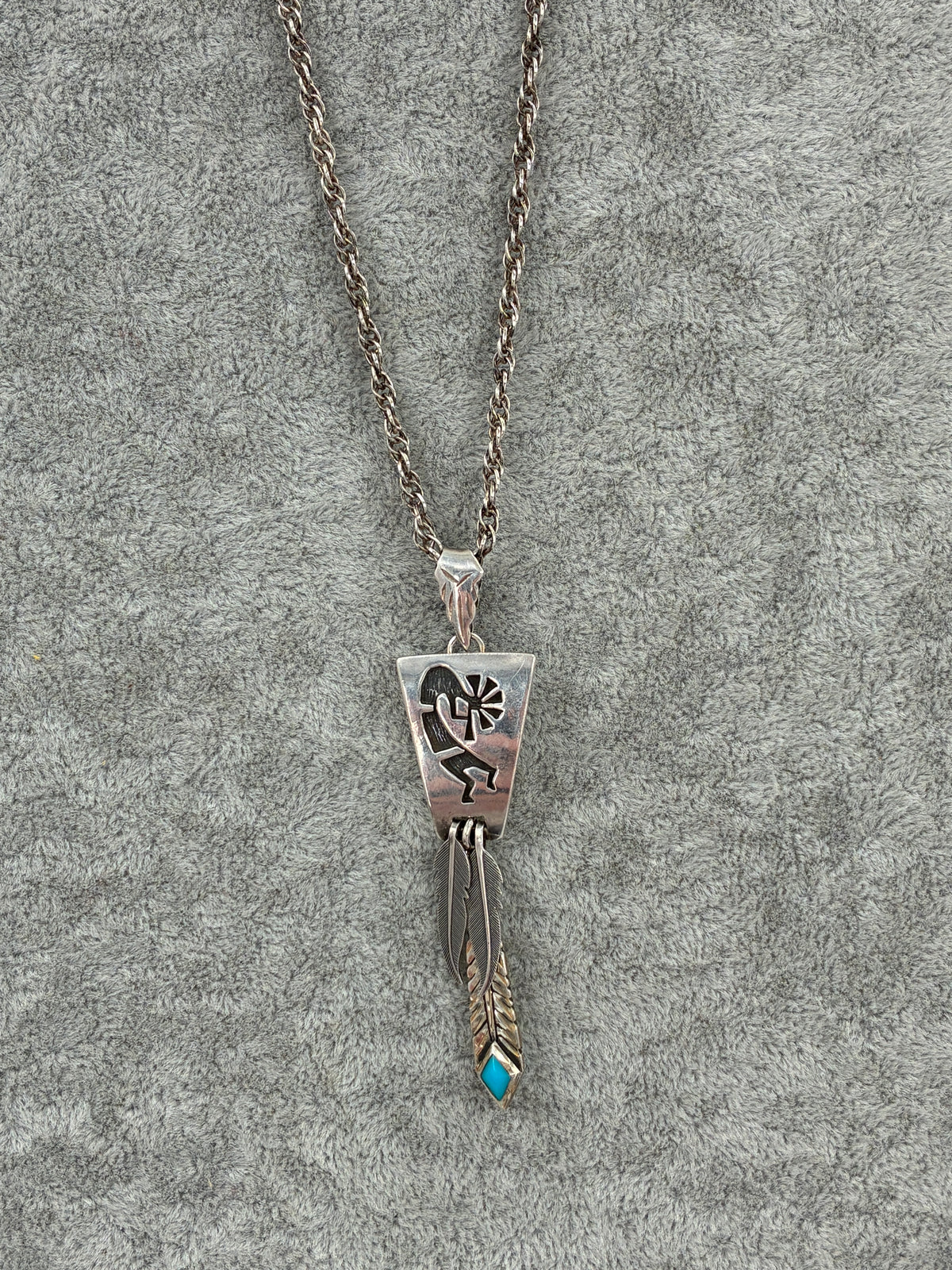 Turquoise Kokopelli Tab-to-Fab Sterling Silver Necklace