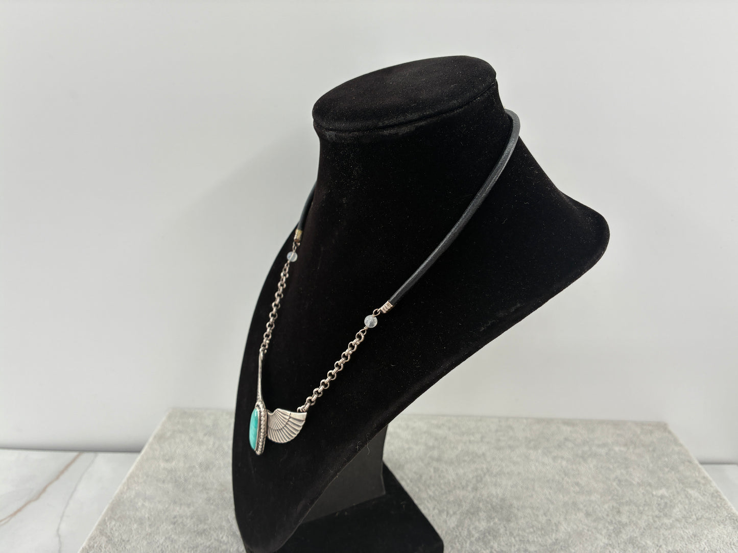 Turquoise and Wings - T. Skeets Sterling Silver Reborn Necklace