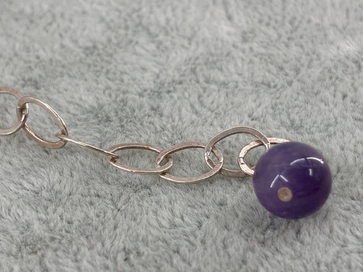 Amethyst Sterling Silver Statement Necklace - Fully Adjustable