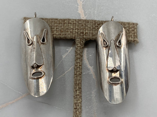 Rescued Modernist Tribal Mask Earrings