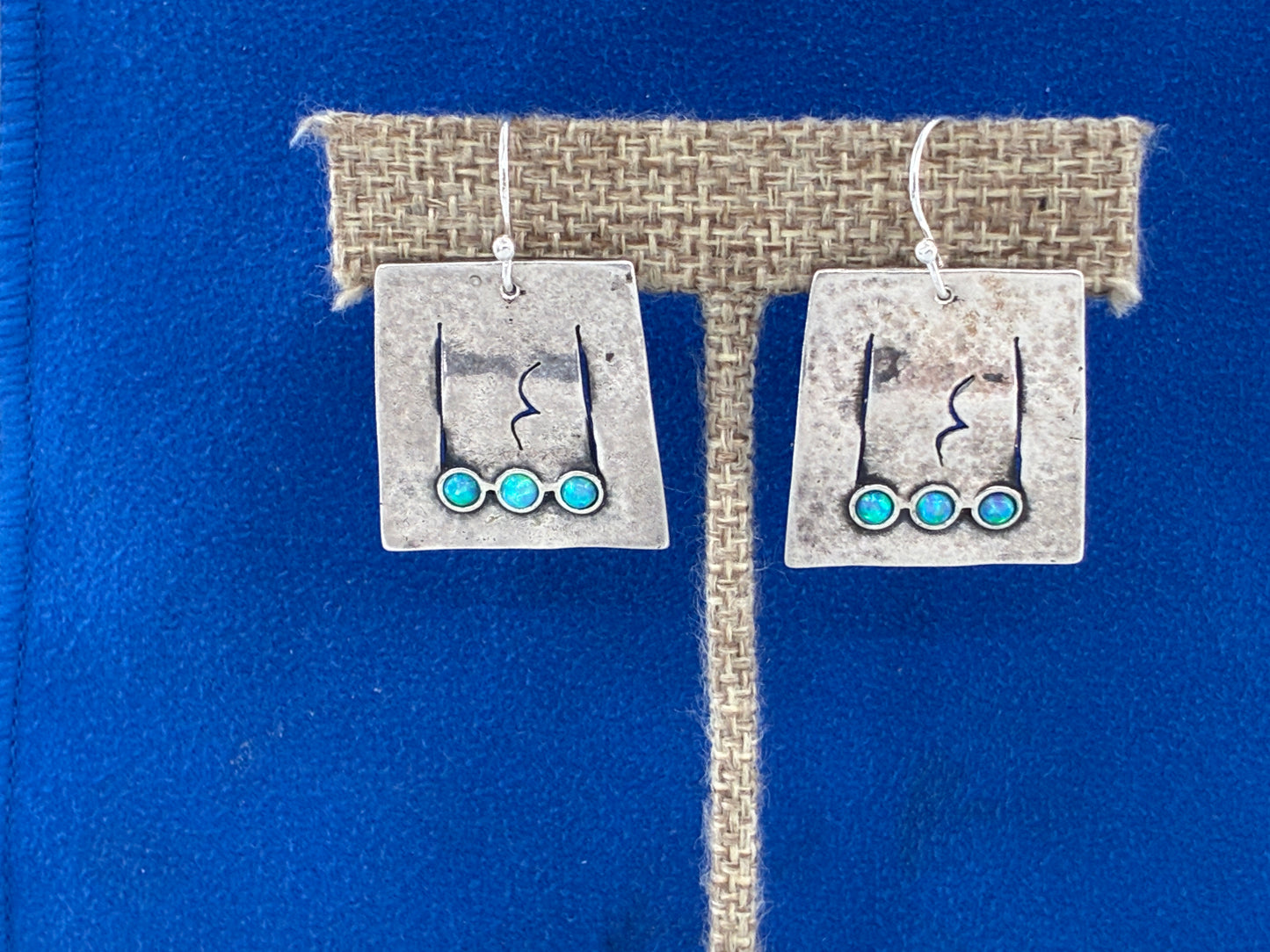 Blue Opal Sterling Silver Fated Earrings