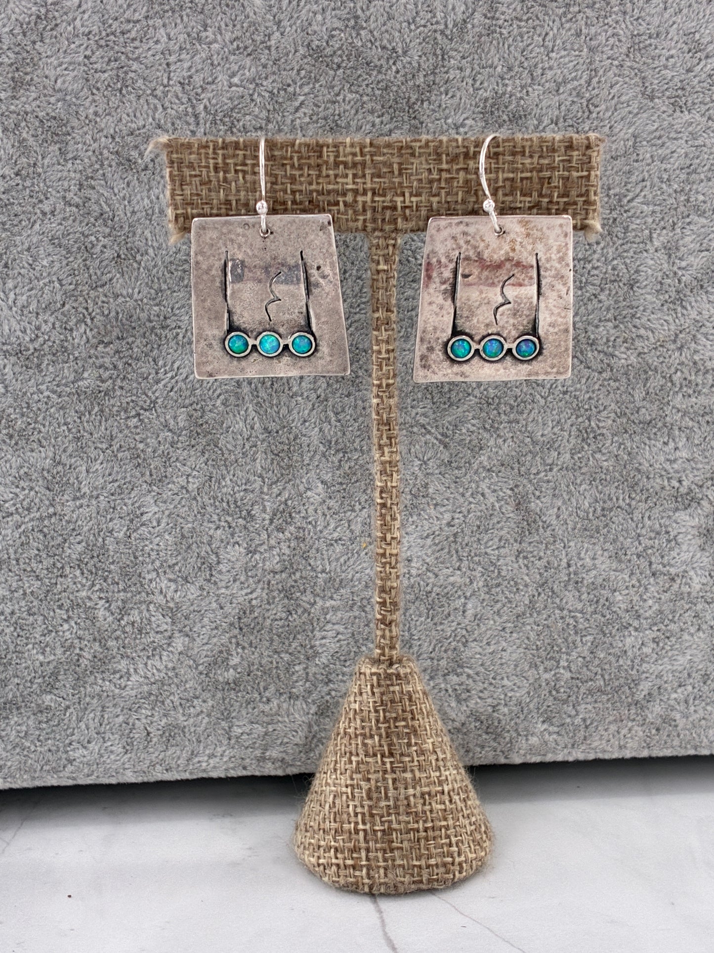 Blue Opal Sterling Silver Fated Earrings