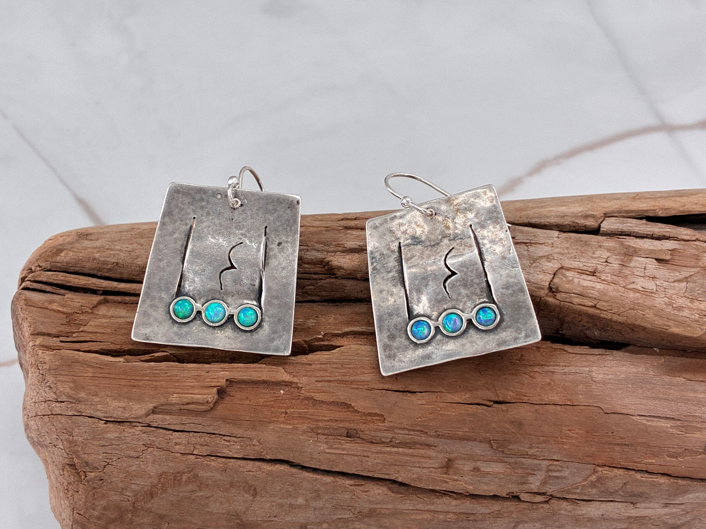 Blue Opal Sterling Silver Fated Earrings
