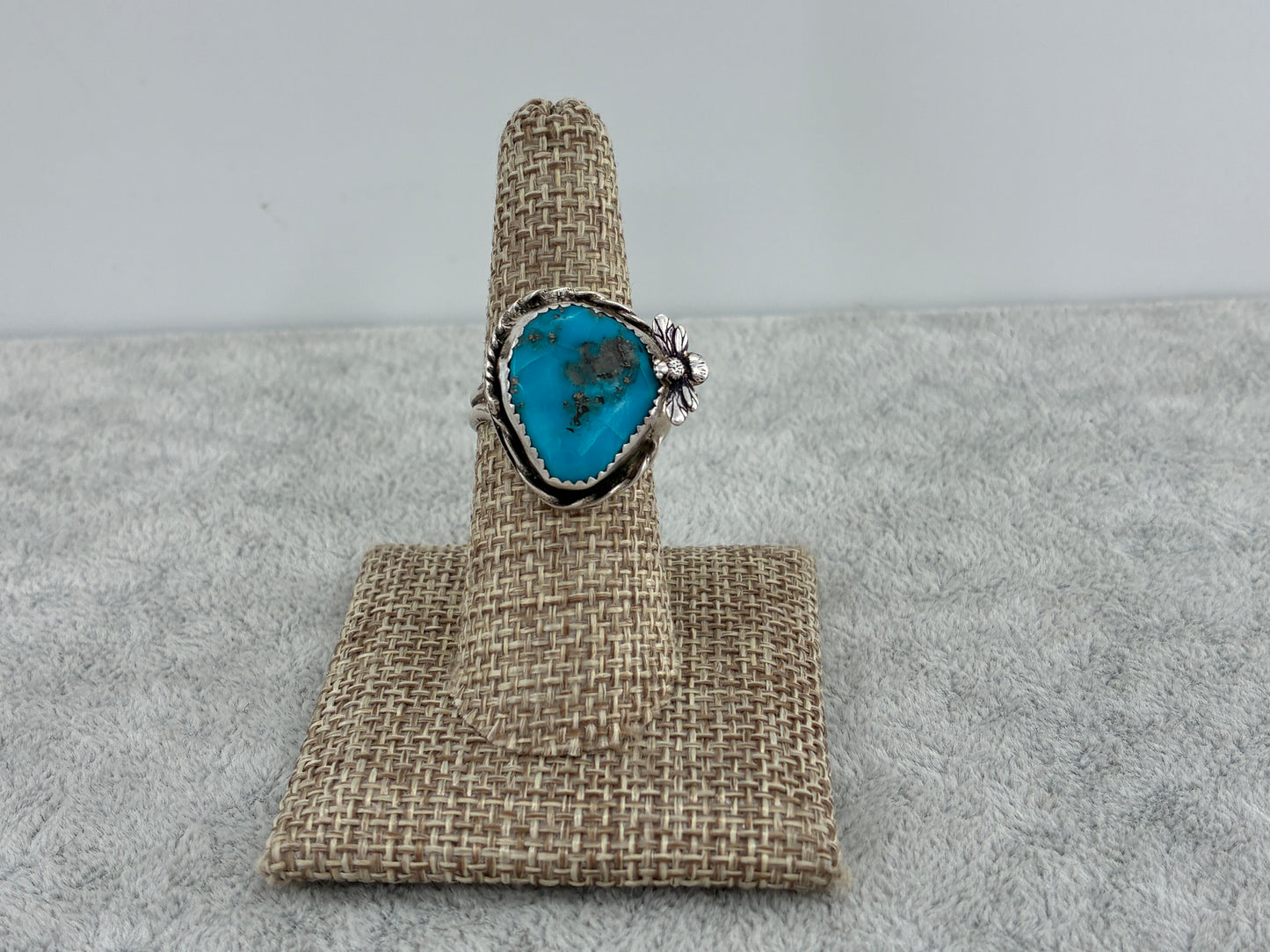 Bee and Turquoise Sterling Silver Ring - Size 7.75