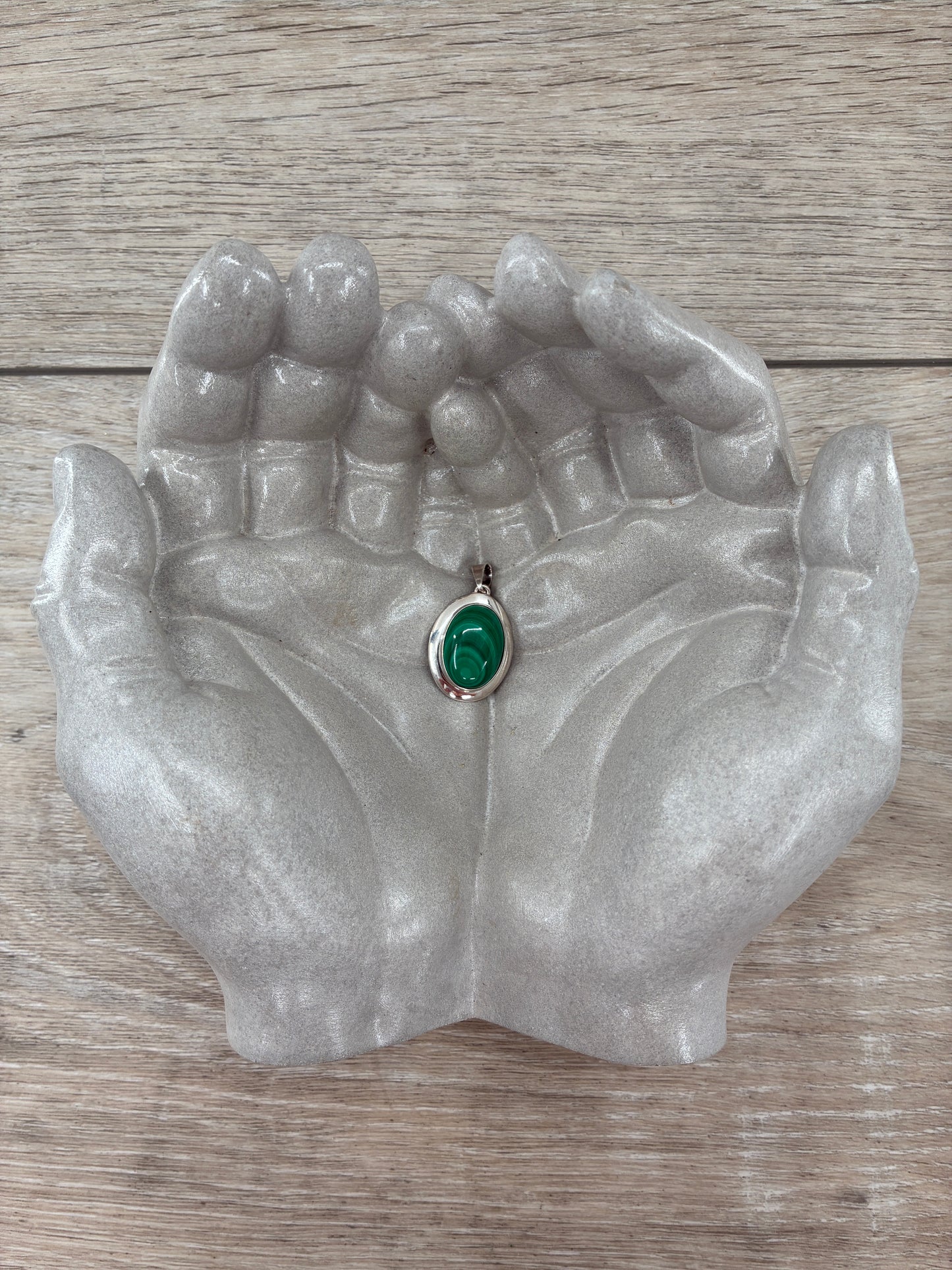 Malachite in Sterling Silver Rescued Pendant