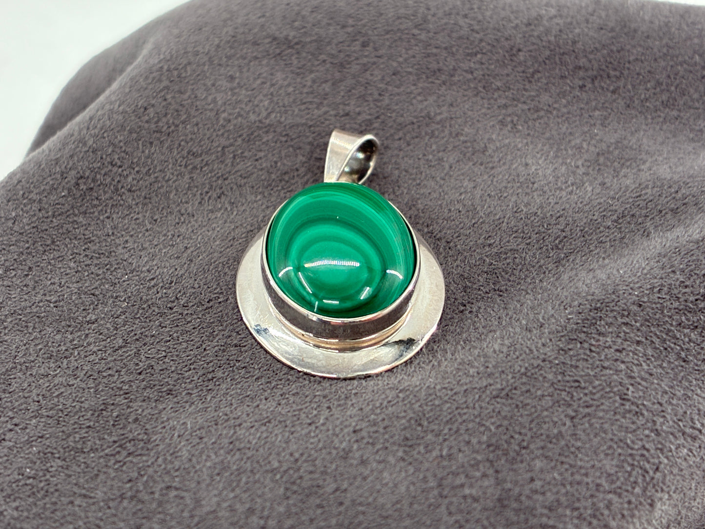 Malachite in Sterling Silver Rescued Pendant