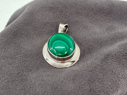Malachite in Sterling Silver Rescued Pendant