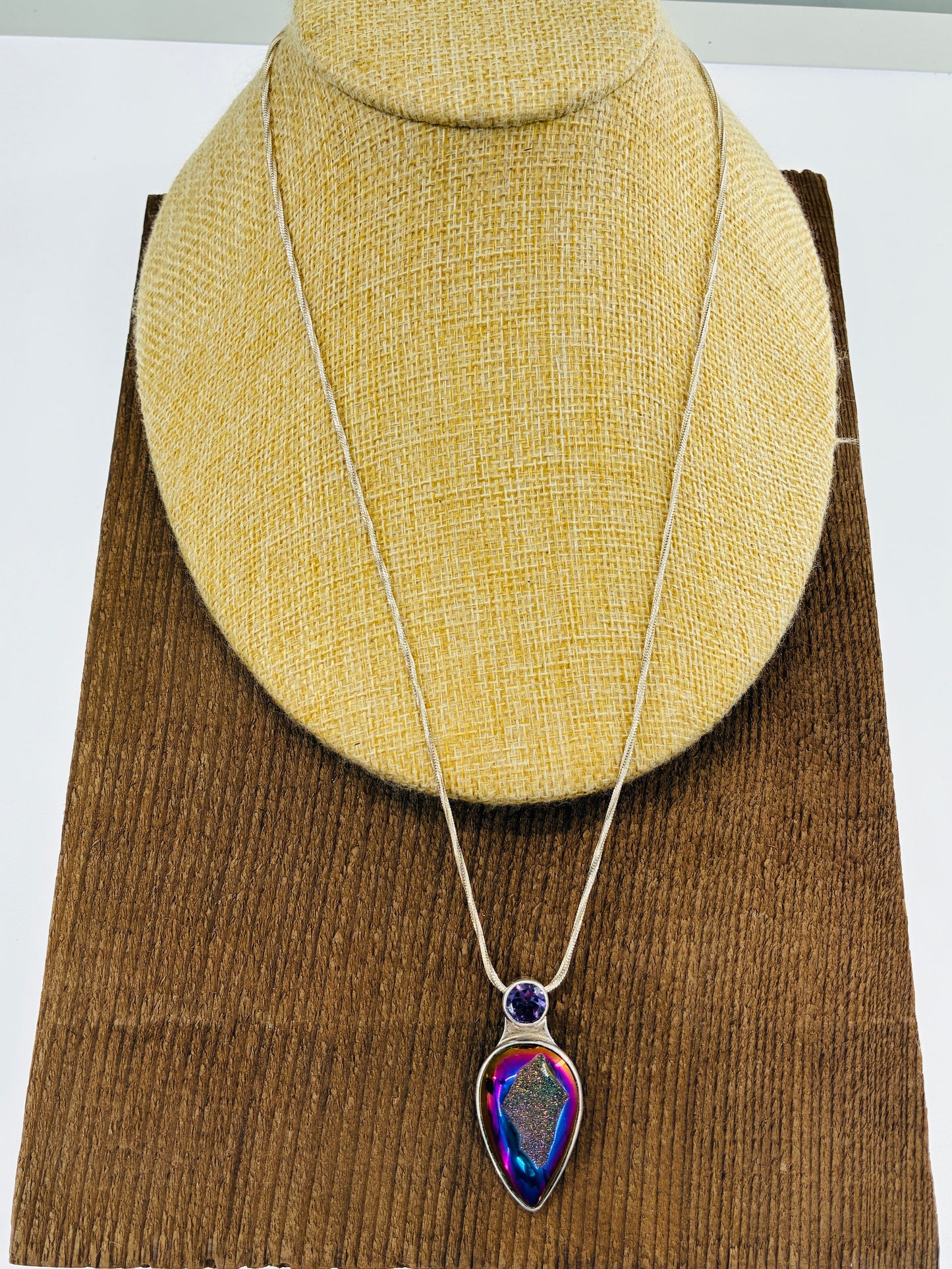 Charles Albert "Mystery" Necklace -Amethyst and Titanium Fumed Druzy