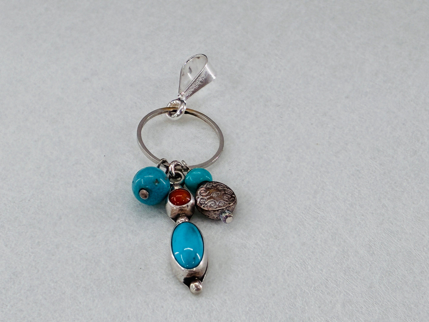 Turquoise and Coral Reborn Pendant