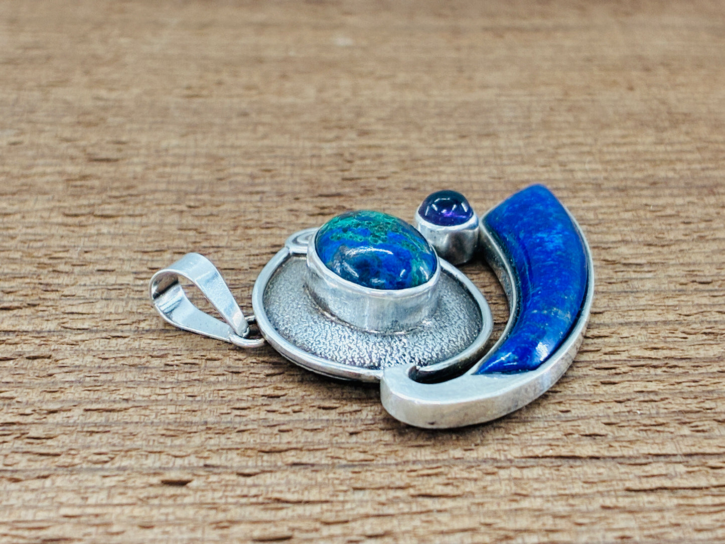Amethyst Azurite and Lapis Pendant