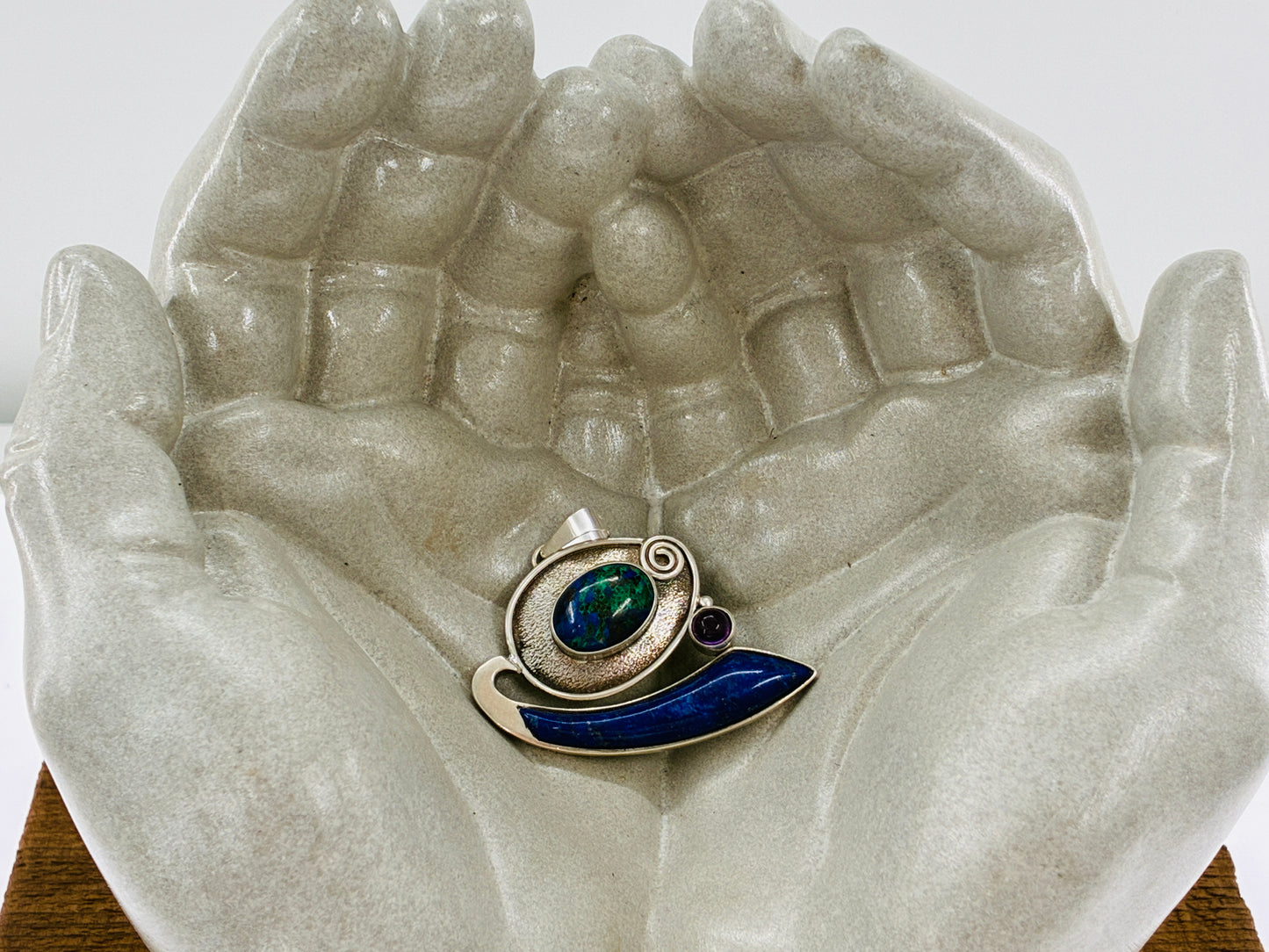 Amethyst Azurite and Lapis Pendant