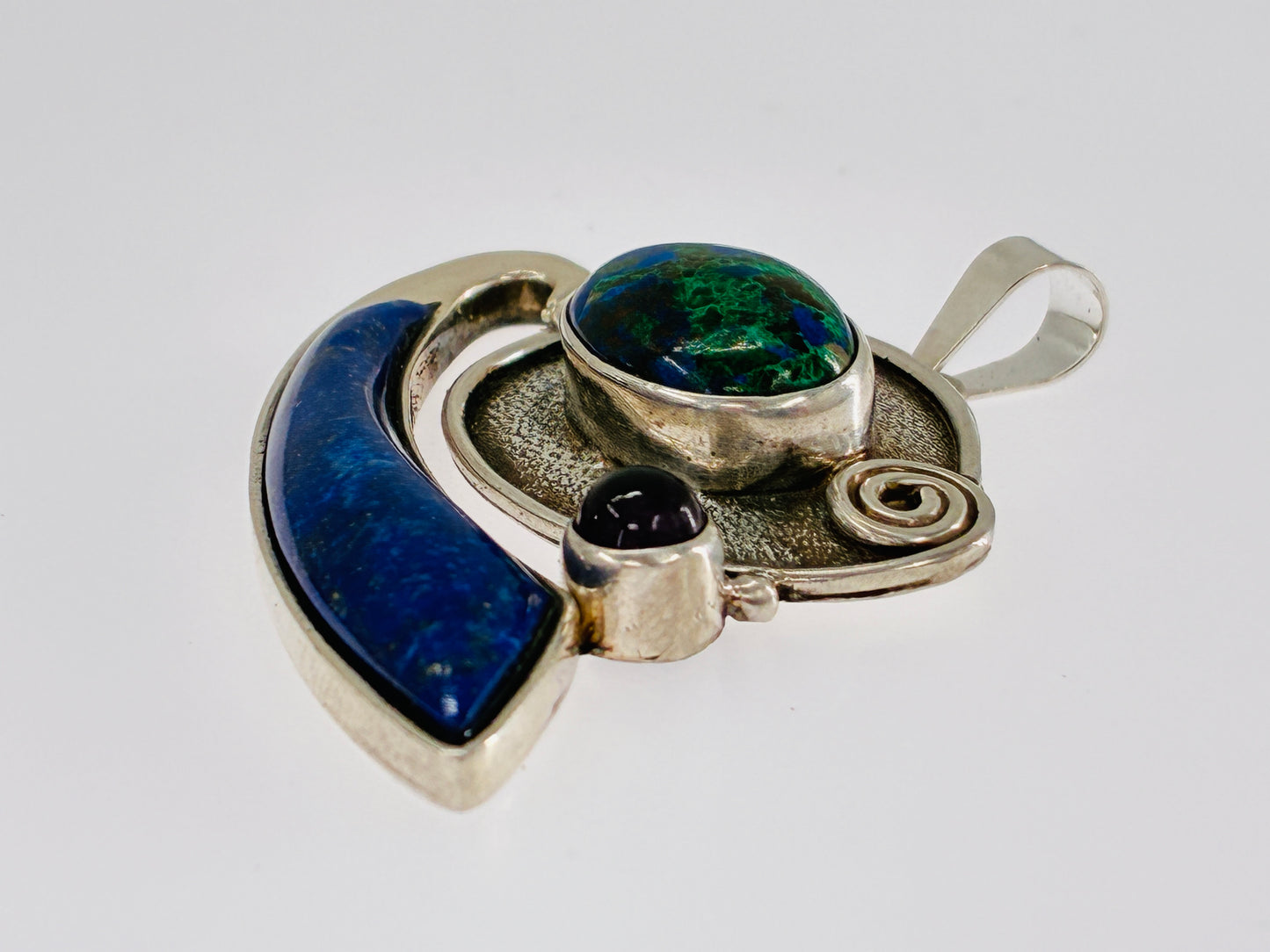Amethyst Azurite and Lapis Pendant