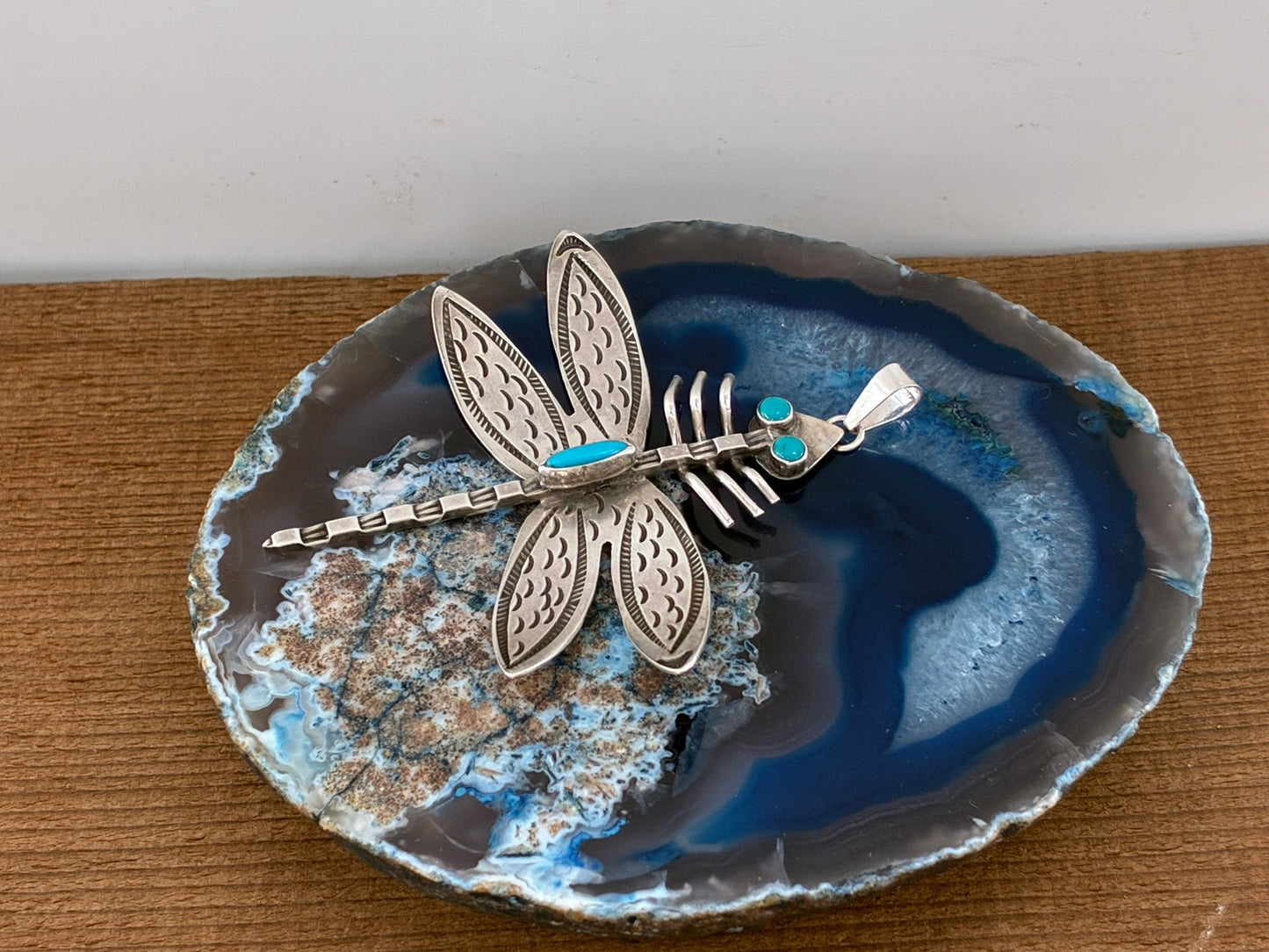 Turquoise Sterling Silver Dragonfly Pendant