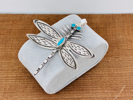 Turquoise Sterling Silver Dragonfly Pendant