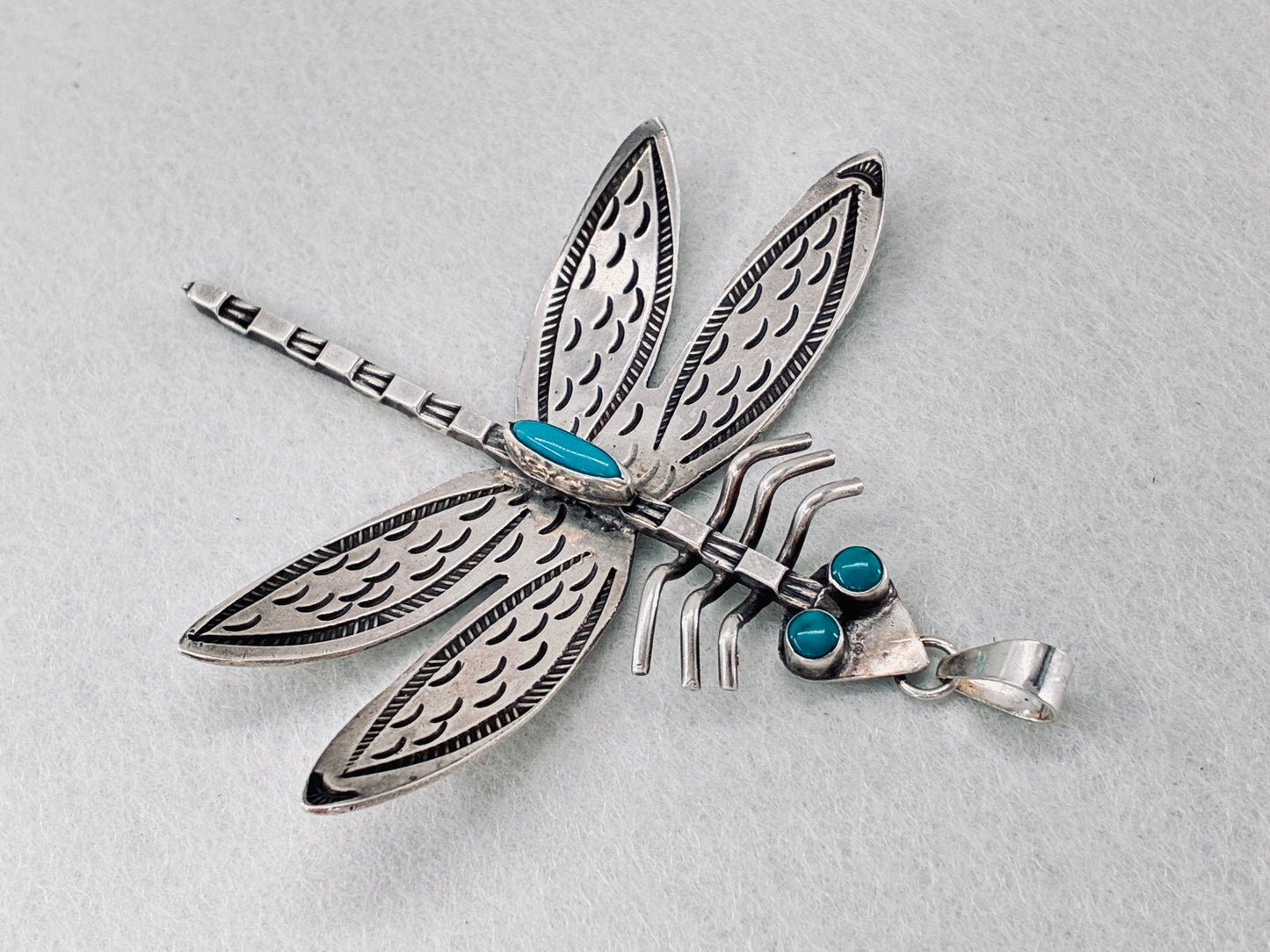 Turquoise Sterling Silver Dragonfly Pendant