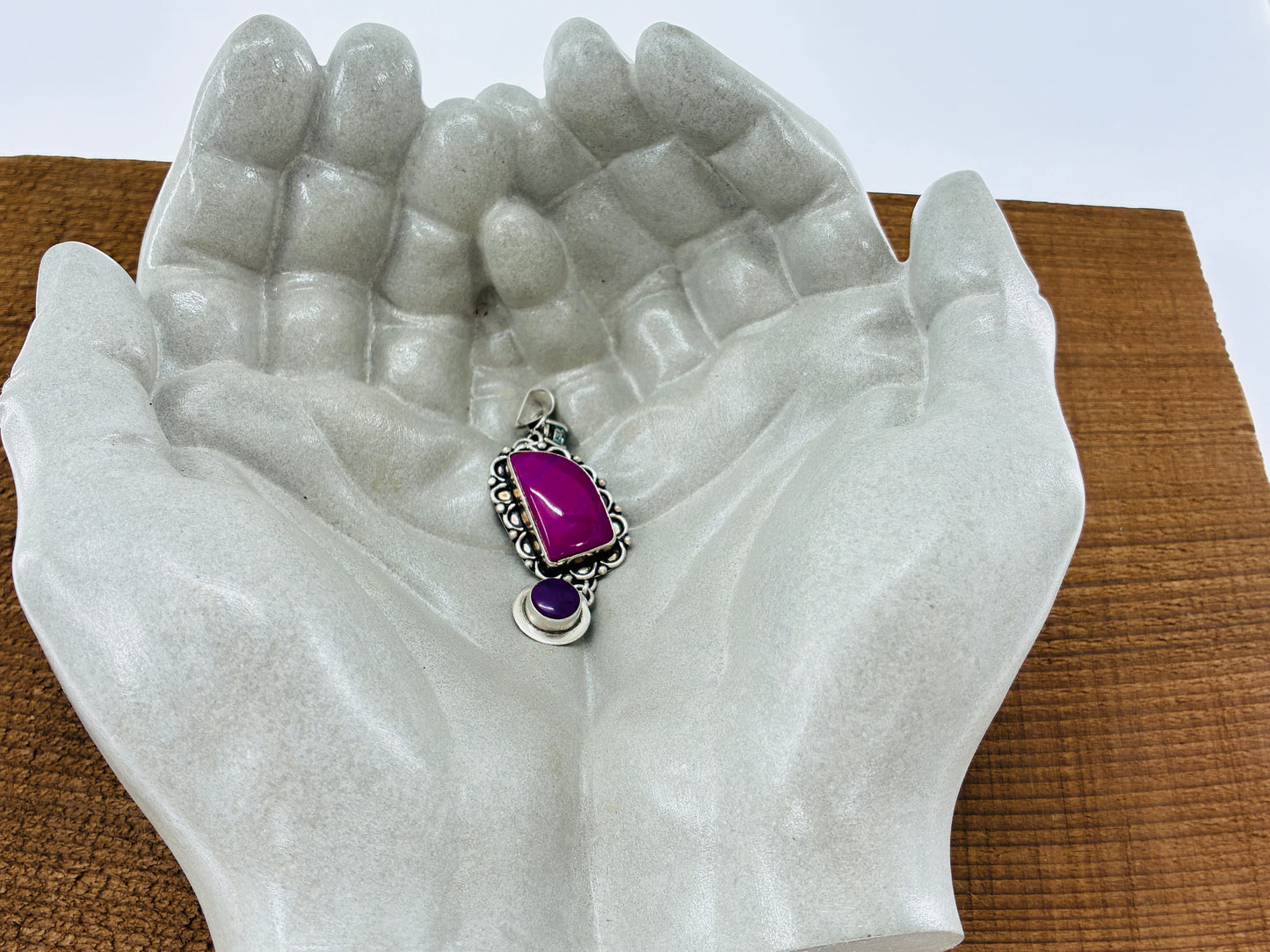 Mystic Cubic Zirconia, Pink Agate, Sugilite Pendant