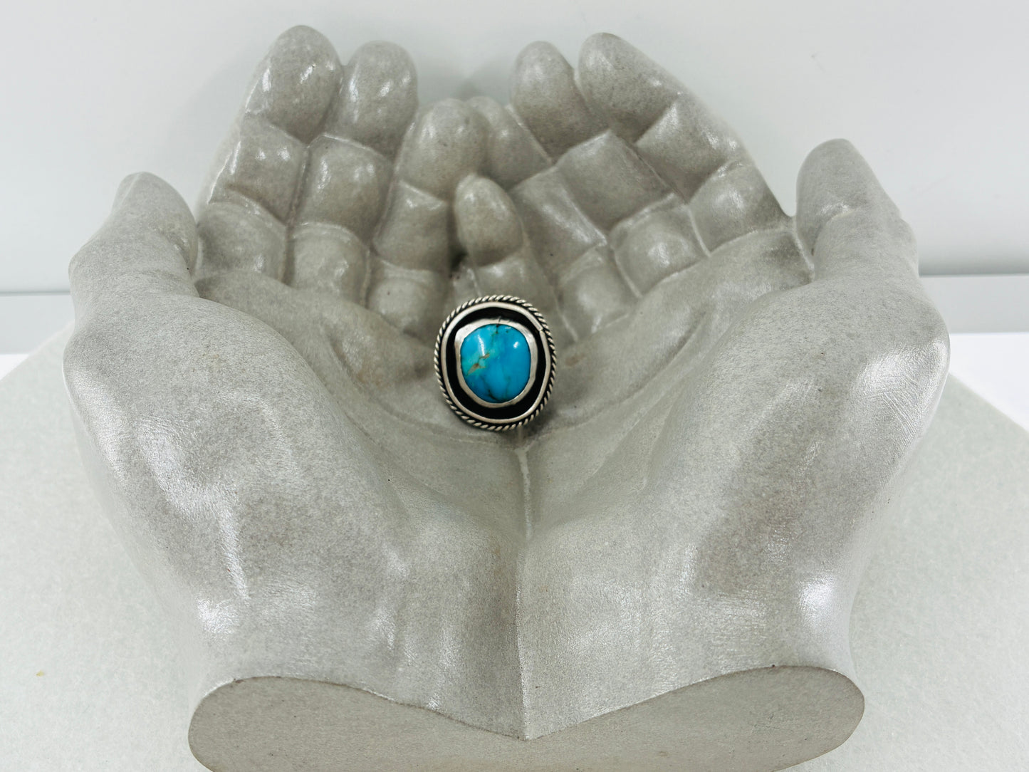 Round-ish Turquoise and Sterling Silver Ring